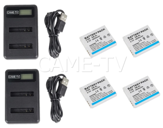 CAME-TV 4 Pcs Headset Batteries With 2 Chargers