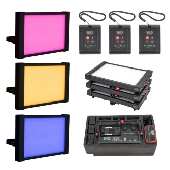 3pcs CAME-TV Boltzen Perseus RGBDT 55W Travel Lights that are Stackable and Ready to Fly with 3 pcs 