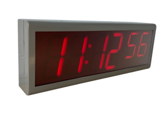 LED Uhr Rot: NTP Poe Uhr im Edelstahlgeh&#228;use. HH:MM ist 4&quot;, SS ist 3&quot;