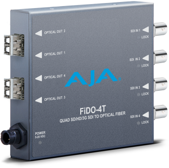 AJA FiDO-4T-R0 - 4-Channel Single Mode LC Fiber to 3G-SDI Transmitter