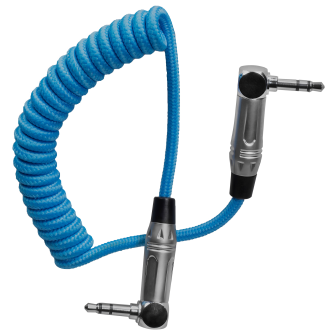 Kondor Blue Coiled 3.5mm Right Angle TRS Stereo Audio Cable (12-24&quot;)