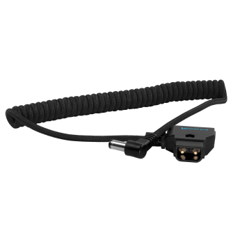Kondor Blue D-Tap to DC Right Angle Coiled Cable (5.5 x 2.5mm) (Canon C70/Atomos) (Raven Black)