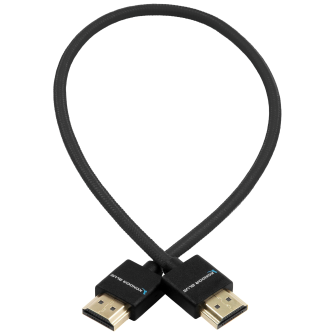 Kondor Blue HDMI to HDMI 16&quot; Thin Braided Cable for on Camera Monitors (Raven Black)