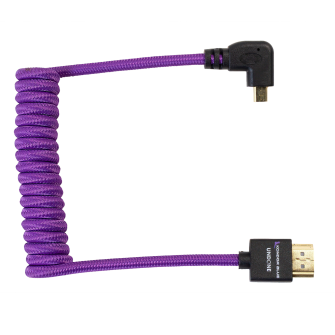 Kondor Blue Gerald Undone MK2 Full HDMI to Left Angle Micro HDMI Cable 12&quot;-24&quot; Coiled (Purple) Left