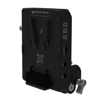 Kondor Blue Pro V-Mount Battery Plate with Swiveling Rod Block (Raven Black)