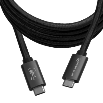 Kondor Blue THUNDERBOLT 4 USB 4.0 TYPE C CABLE BLAZING 40G SPEEDS 5A 100W STRAIGHT 6 FT (Raven Black