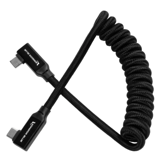 Kondor Blue USB C 3.1 Right Angle Braided Cable for 8K Data and Power Delivery (Raven Black)(Coiled)