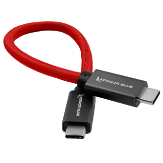 Kondor Blue USB C to USB C High Speed Cable for SSD Recording (8.5&quot;) (Cardinal Red)