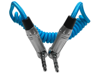 Kondor Blue Coiled 3.5mm Right Angle TRS Stereo Audio Cable (12-24&amp;quot;)