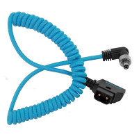 Kondor Blue Coiled D-Tap to Locking DC 2.1MM Right Angle Cable