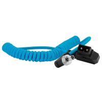 Kondor Blue Coiled D-Tap to Locking DC 2.1MM Right Angle Cable