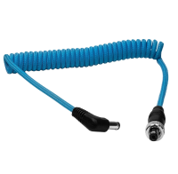 Kondor Blue Locking DC 2.1mm to Right Angle DC Male to Male Coiled Cable