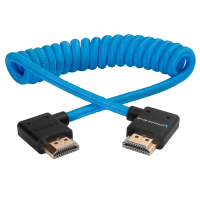 Kondor Blue RIGHT ANGLE FULL HDMI CABLE FOR ON-CAMERA MONITORS 12&amp;quot;-24&amp;quot; BRAIDED COILED (Kondor Blue)