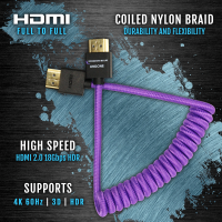 Kondor Blue Gerald Undone MK2 Full HDMI Cable 12&amp;quot;-24&amp;quot; Coiled (Purple)