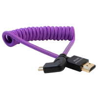 Kondor Blue Gerald Undone MK2 Full HDMI to Left Angle Micro HDMI Cable 12&amp;quot;-24&amp;quot; Coiled (Purple) (Left