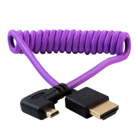 Kondor Blue Gerald Undone MK2 Full HDMI to Right Angle Micro HDMI Cable 12&amp;quot;-24&amp;quot; Coiled (Purple)(Righ