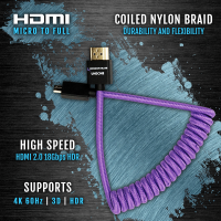 Kondor Blue Gerald Undone MK2 Micro HDMI to Full HDMI Cable 12&amp;quot;-24&amp;quot; Coiled (Purple)