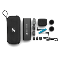 2-channel all-in-one wireless microphone system featuring two clip-on mic transmitters, receiver, 